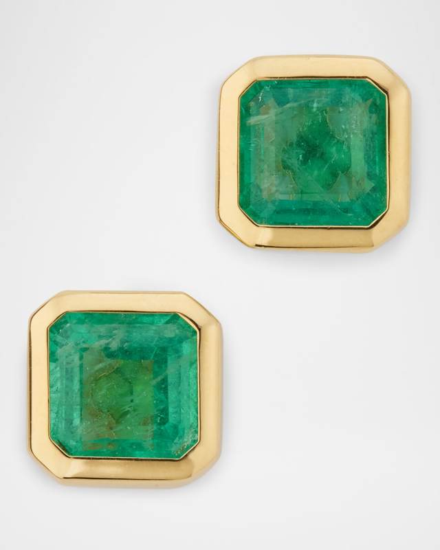 Limited Edition 18K Yellow Gold Emerald Stud Earrings